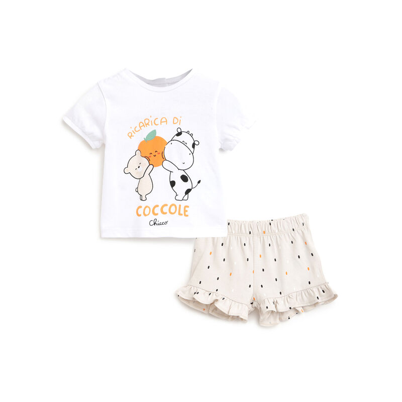 Girls Medium Natural Printed Outfit with Short Pants image number 0